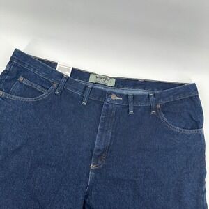 Wrangler Authentics Mens Jeans 46x30 Regular Fit Straight Leg Dark Wash Denim‎